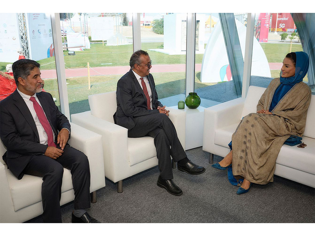 صاحبة السمو تجتمع مع الأمين العام للأمم المتحدة والمدير العام لمنظمة الصحة العالمية