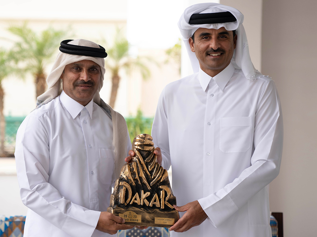 HH the Amir Meets Champion of Dakar Rally Nasser Al Attiyah